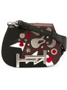 Tod S Double T Cross Body Bag, Women's, Black, Calf Leather/metal