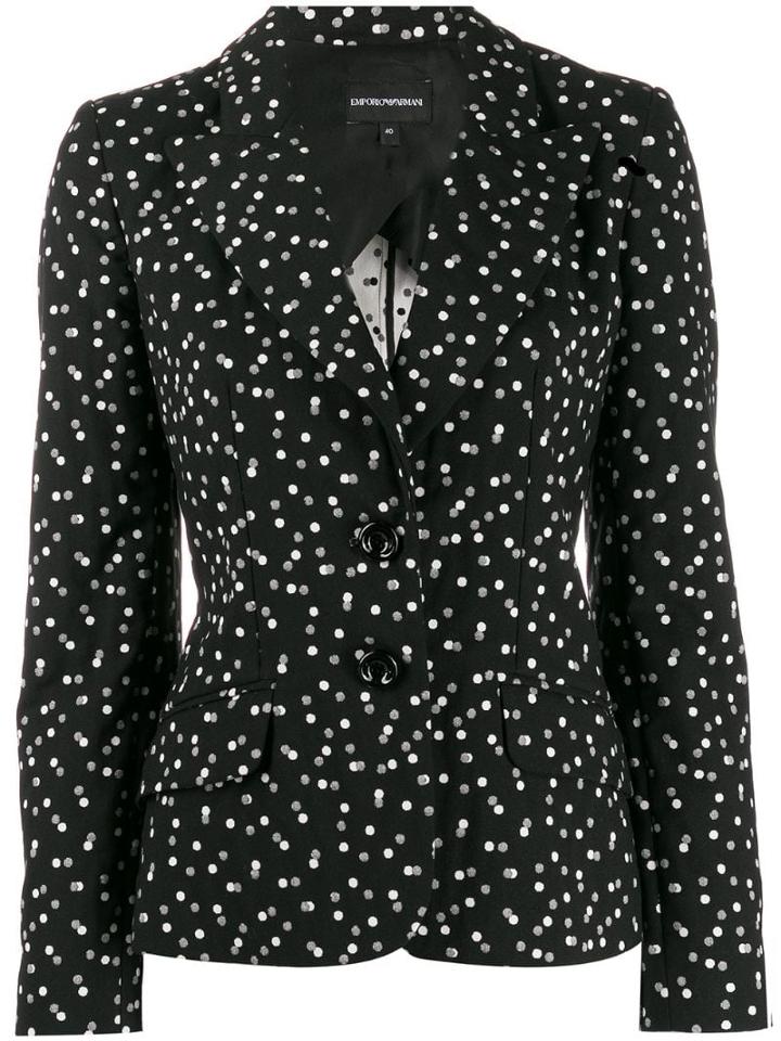 Emporio Armani Long Sleeve Printed Blazer - Black