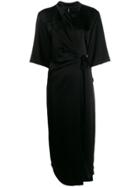 Nanushka Wrap Midi Dress - Black
