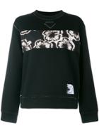 Prada Hibiscus Printed Panel Sweatshirt - Black