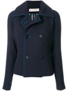 Marni Contrast Seam Peacoat - Blue