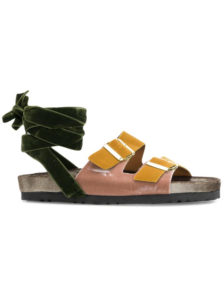 Gia Couture Ankle Tie Sandals - Green