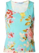 Blumarine Floral Print Knit Top, Women's, Size: 42, Blue, Spandex/elastane/viscose