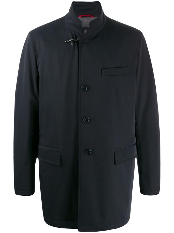 Fay High-neck Single-breasted Coat - Blue