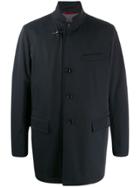Fay High-neck Single-breasted Coat - Blue