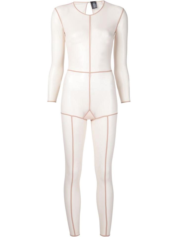 Ann Demeulemeester Exposed Seam Sheer Jumpsuit, Women's, Size: 38, Nude/neutrals, Nylon/spandex/elastane