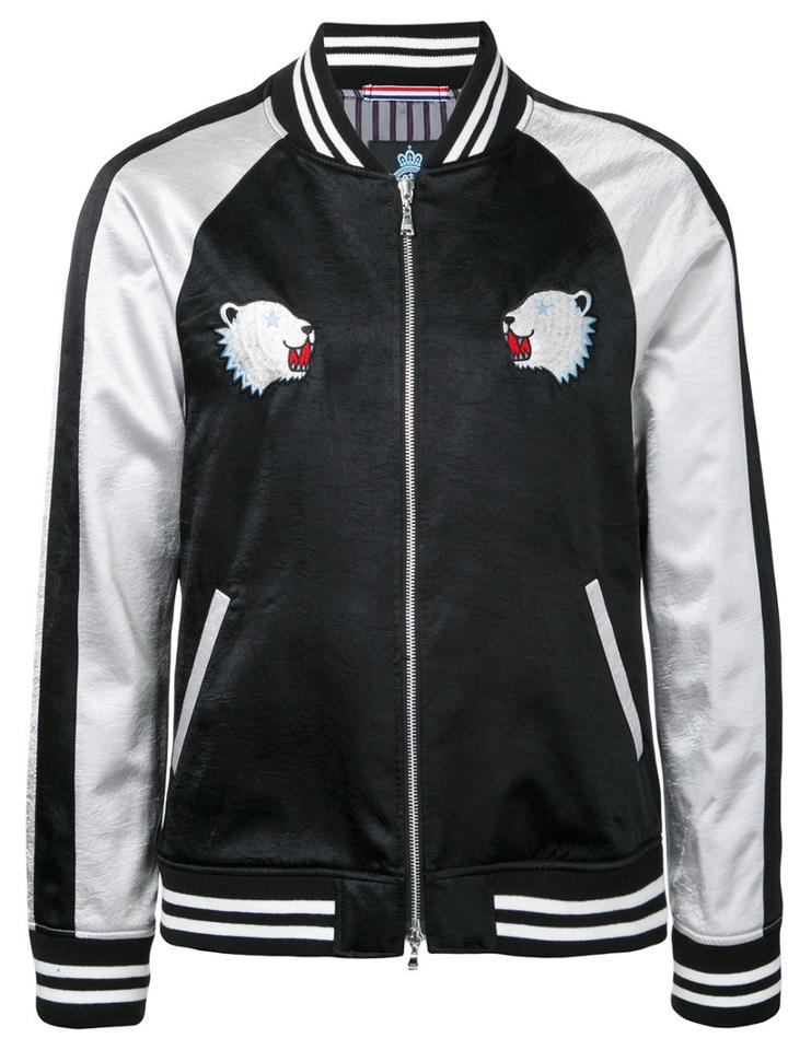 Guild Prime Bear Patches Bomber Jacket, Men's, Size: 3, Black, Acetate