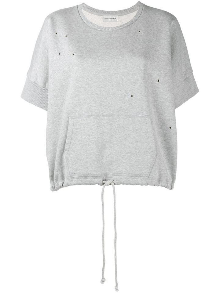 Faith Connexion Drawstring Hem Distressed Sweatshirt, Women's, Size: Medium, Grey, Cotton