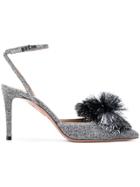 Aquazzura Glitter Pom Pom Pumps - Metallic