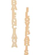 Balenciaga Logo Lettering Drop Earrings - Gold