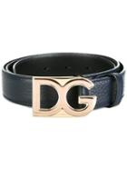 Dolce & Gabbana Logo Buckle Belt, Men's, Size: 95, Blue, Leather