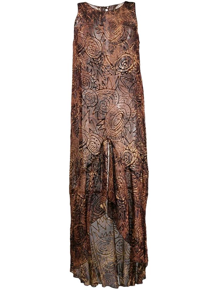 Romeo Gigli Pre-owned 1997 Sheer Velvet Texture Dress - Brown