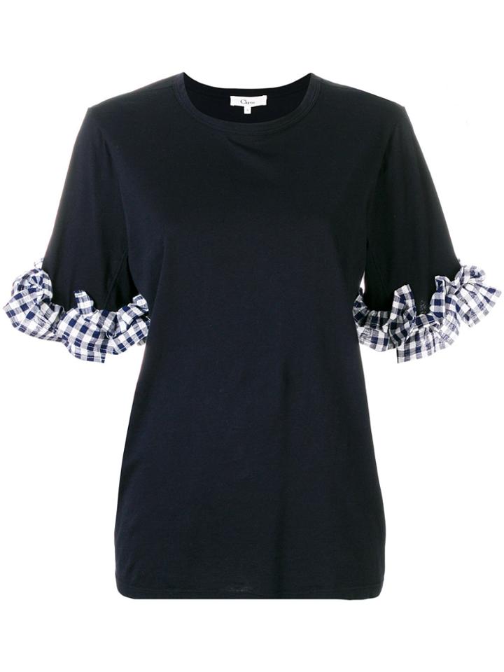 Clu Gingham Sleeve Blouse - Blue