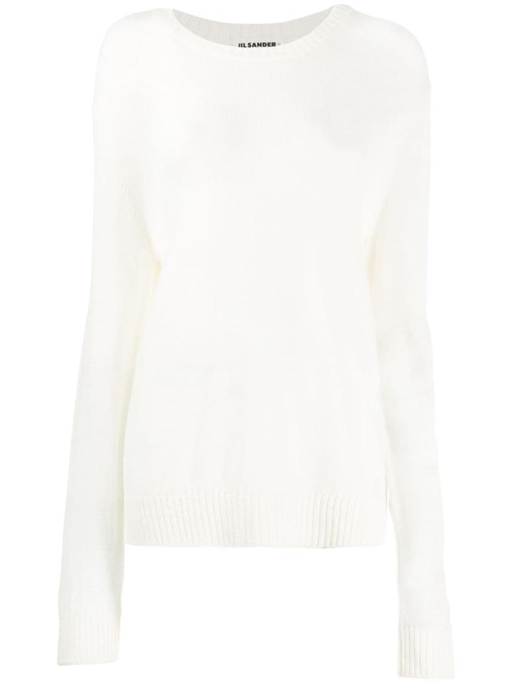 Jil Sander Long Knitted Sweater - White
