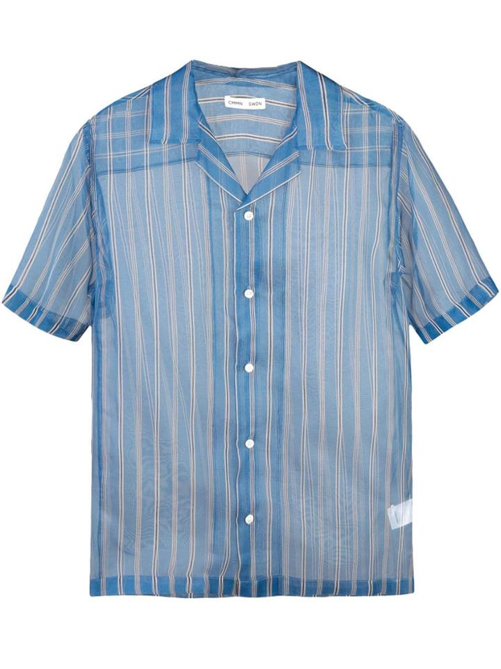 Cmmn Swdn Silk Striped Shirt - Blue