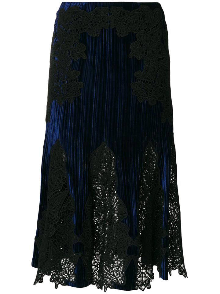 Jonathan Simkhai Lace Inserts Pleated Skirt - Blue