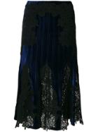 Jonathan Simkhai Lace Inserts Pleated Skirt - Blue