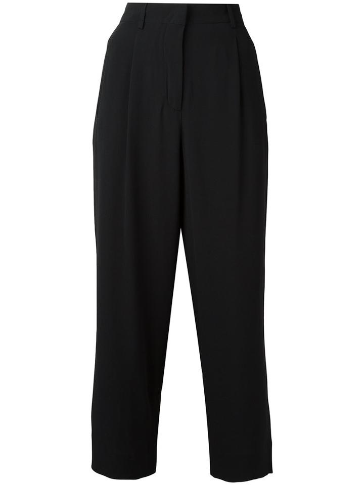 Incotex Cropped Flared Trousers, Women's, Size: 46, Black, Acetate/silk