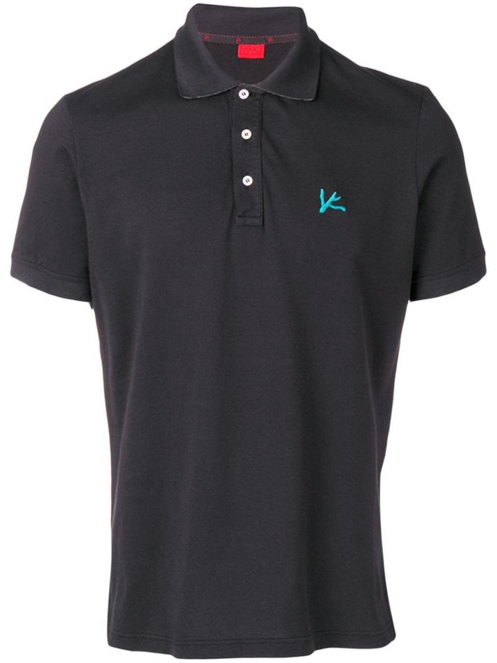 Isaia Chest Logo Polo Shirt - Black
