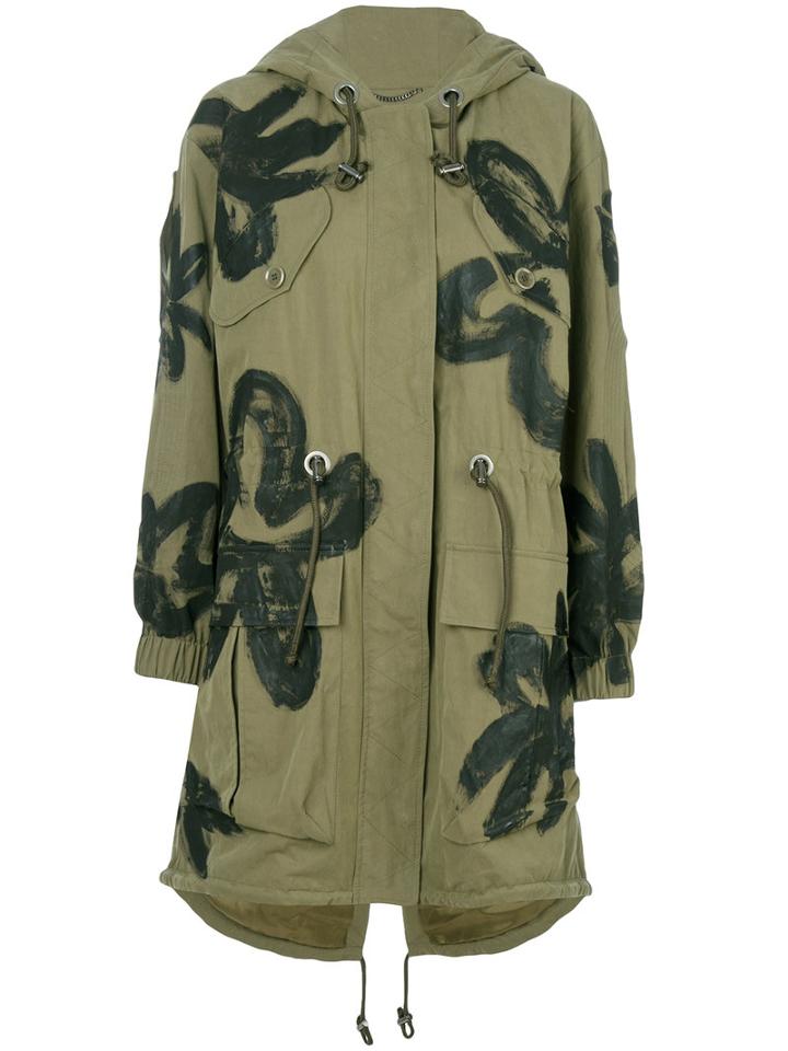 Moschino - Floral Painted Parka - Women - Cotton/polyamide/acetate/viscose - 38, Green, Cotton/polyamide/acetate/viscose