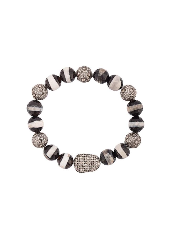 Loree Rodkin Agate Beaded Diamond Bracelet - Black
