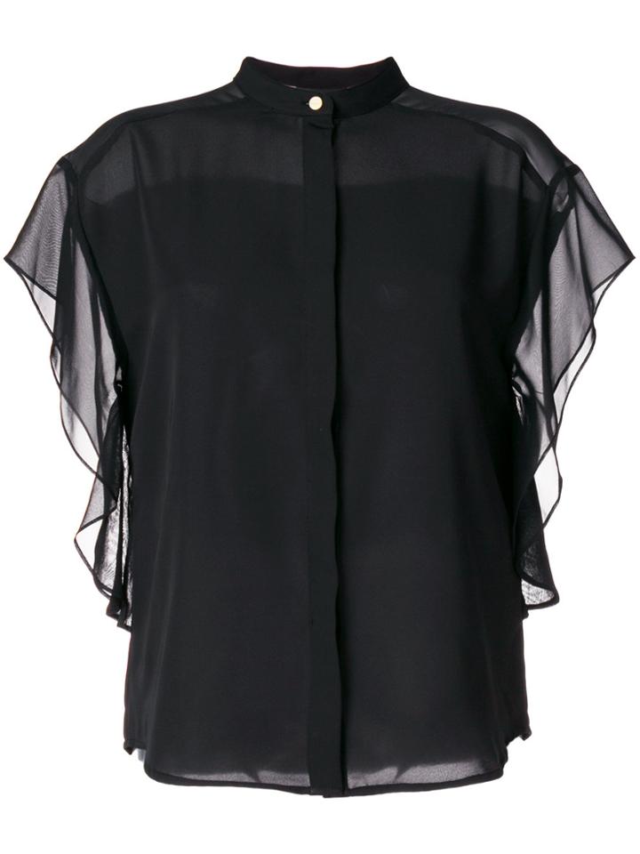 Dkny Flutter Sleeve Shirt - Black