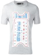 Love Moschino Ticket Print T-shirt, Men's, Size: Small, Grey, Cotton/spandex/elastane