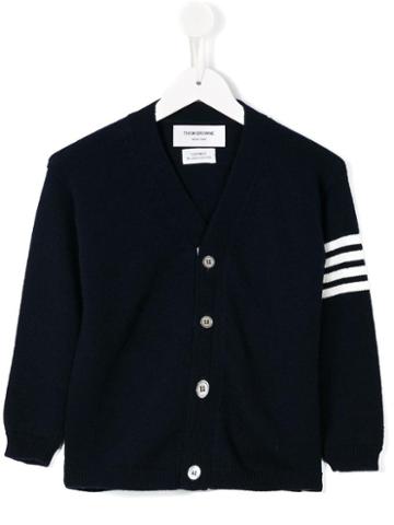 Thom Browne Kids - V-neck Cardigan - Kids - Cashmere - 4 Yrs, Blue