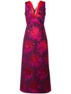 Delpozo Floral Print V-neck Gown - Pink & Purple