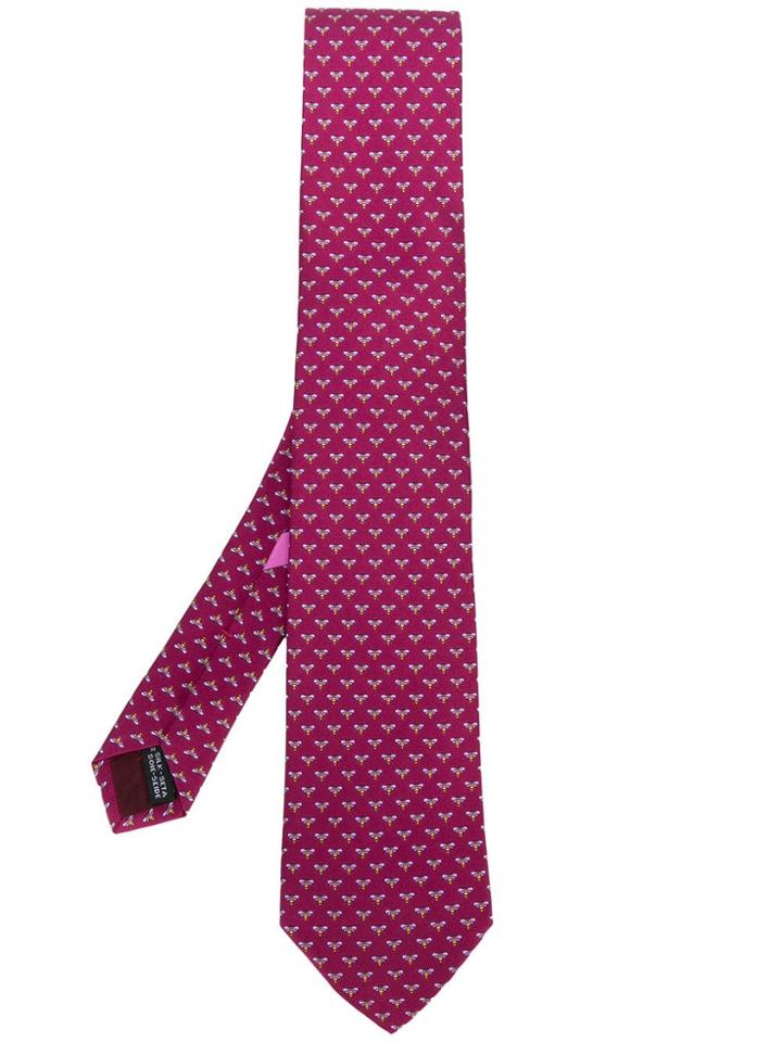 Salvatore Ferragamo Moth Print Tie - Pink & Purple