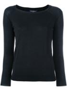 Piazza Sempione Round Neck Jumper, Women's, Size: 42, Black, Silk/virgin Wool