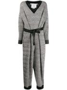 Stella Mccartney Patterned-knit Belted Jumpsuit - Black