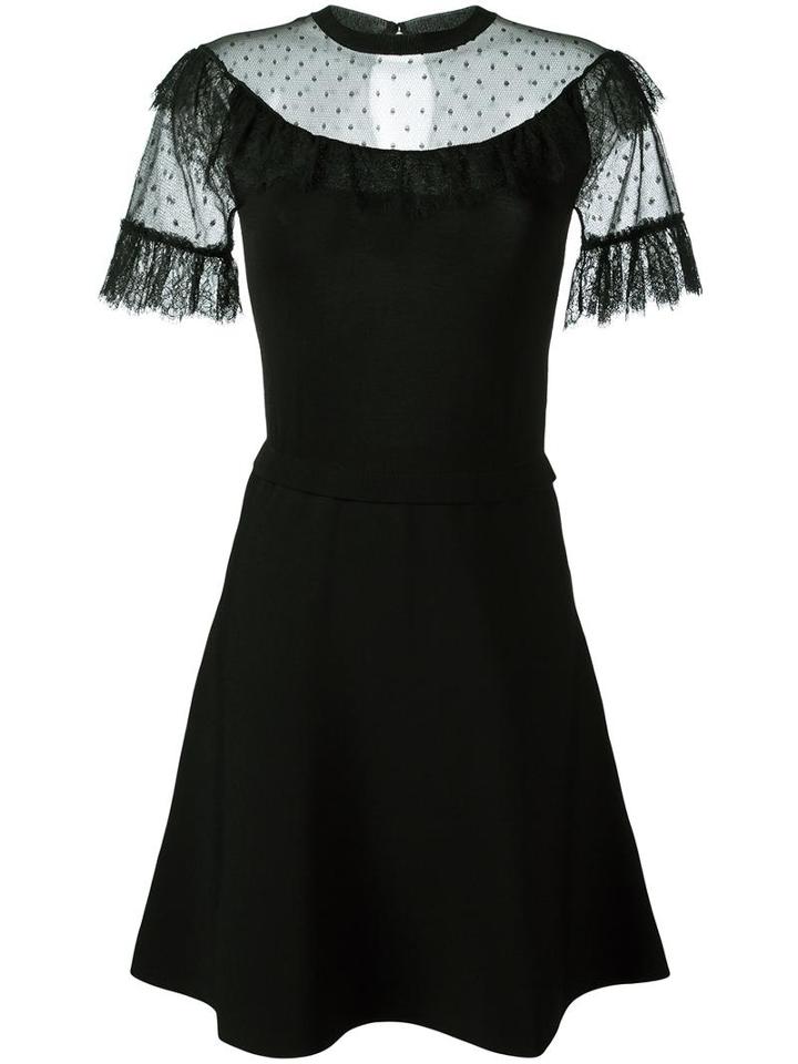 Red Valentino Sheer Panel Flared Dress, Women's, Size: Small, Black, Polyamide/viscose