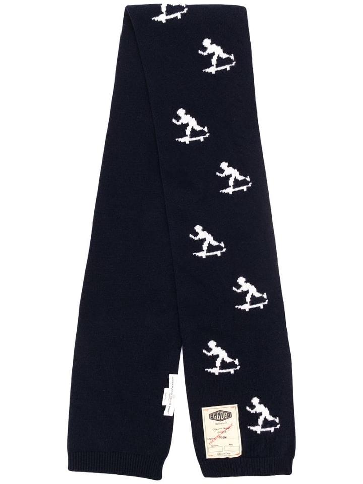 Golden Goose Intarsia Knit Scarf - Blue