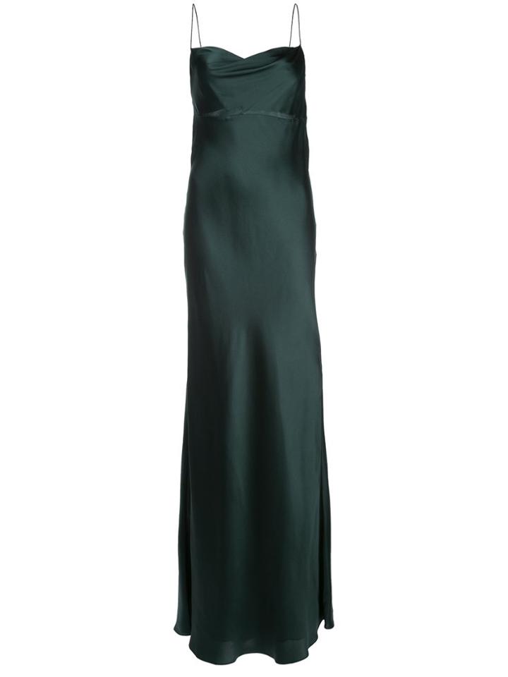 Michelle Mason Cowl-neck Bias Gown - Green