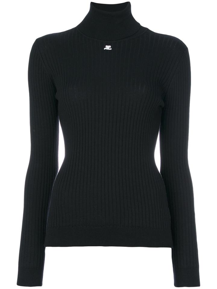 Courrèges Ribbed Roll-neck Jumper - Black