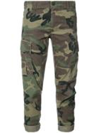 Re/done Camouflage Print Cropped Trousers - Green