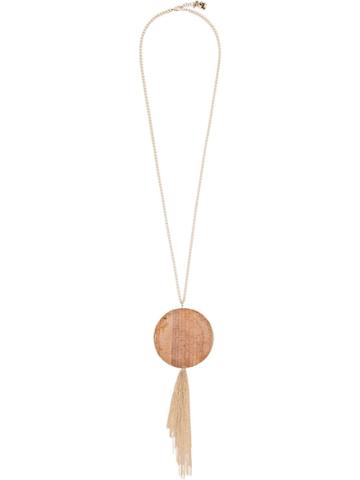 Rosantica Brown Bambu Wood Necklace - Metallic