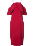 Christian Siriano Cold-shoulder Midi Dress - Red