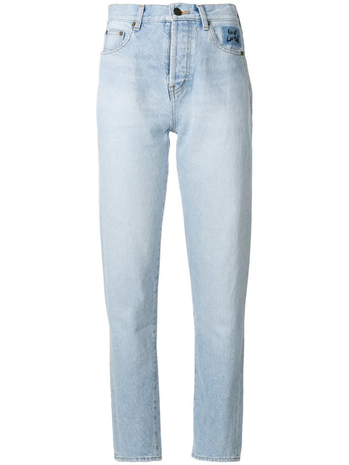 Saint Laurent High Waisted Tapered Jeans - Blue