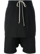 Rick Owens Drkshdw Drop Crotch Drawstring Shorts, Men's, Size: Small, Black, Cotton