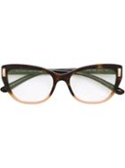Bulgari - Cat Eye Frame Glasses - Women - Acetate - One Size, Brown, Acetate