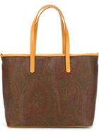 Etro Paisley Print Tote, Women's, Brown, Leather/pvc