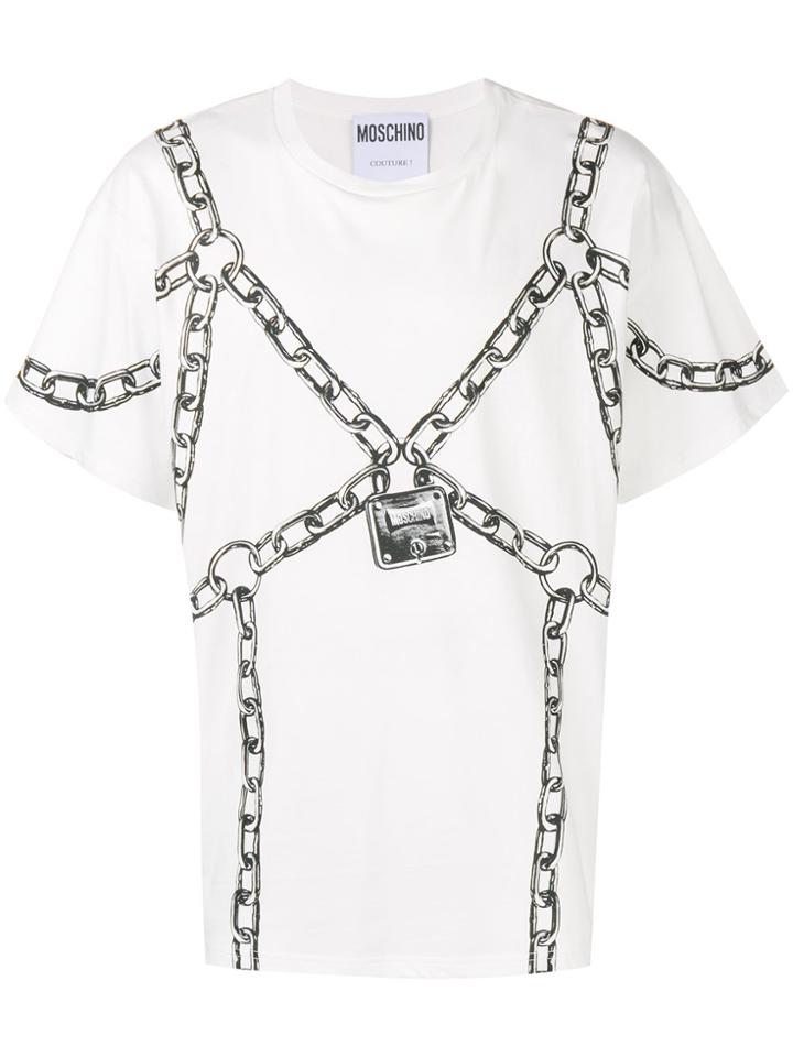 Moschino Padlock Print T-shirt - White