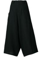 Y's - Cropped Flared Trousers - Women - Cupro/wool - 2, Black, Cupro/wool