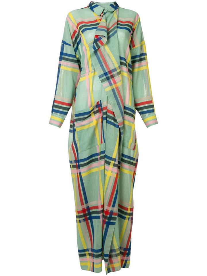 Maison Rabih Kayrouz Asymmetric Plaid Dress - Green