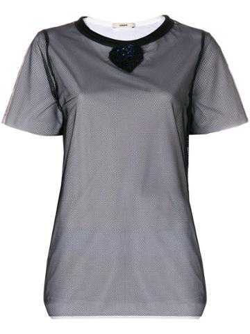 Odeeh Sequin Heart Detail T-shirt - Black