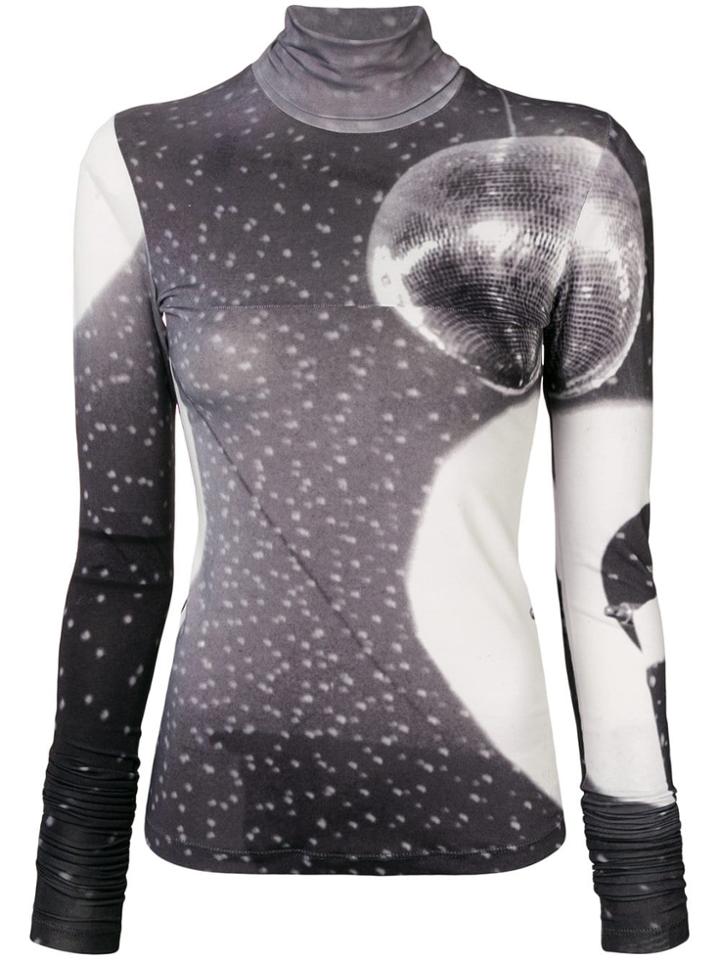 Mm6 Maison Margiela Disco-ball Print Turtle-neck Top - Grey