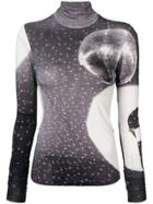 Mm6 Maison Margiela Disco-ball Print Turtle-neck Top - Grey