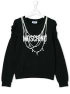 Moschino Kids Logo And Pearl Print Sweatshirt - Black